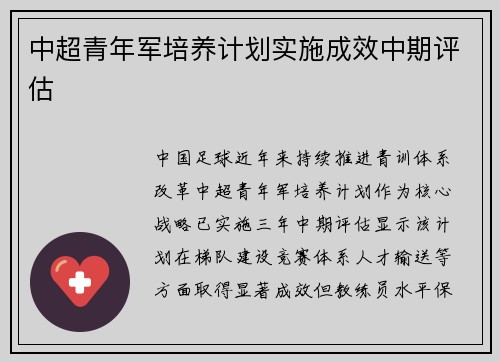 中超青年军培养计划实施成效中期评估